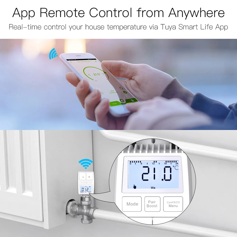 Термостат с клапаном радиатора Tuya Zigbee 3 0 контроллер температуры TRV