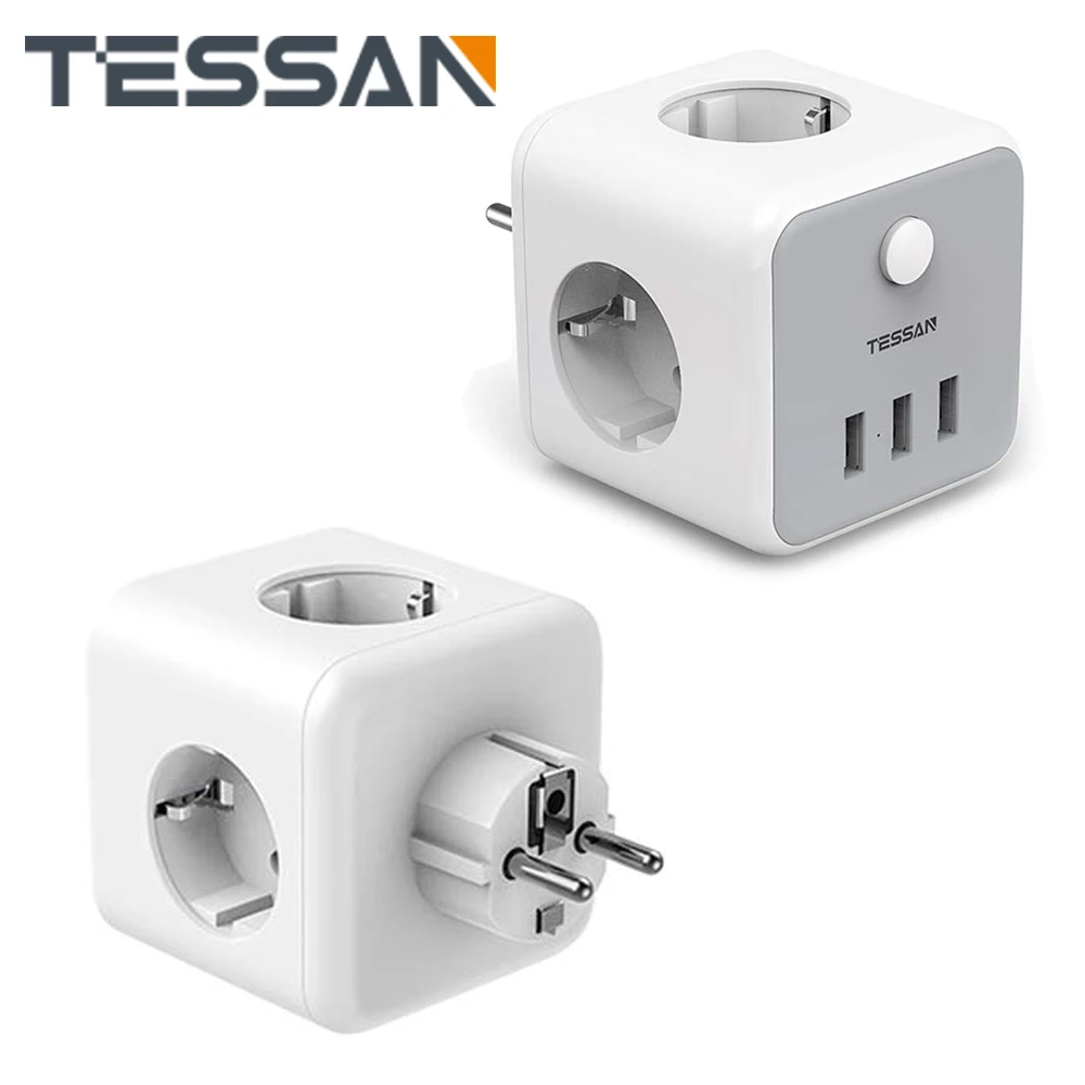 Мини-розетка TESSAN с 3 розетками USB-порта для зарядки 5 В а | Электроника