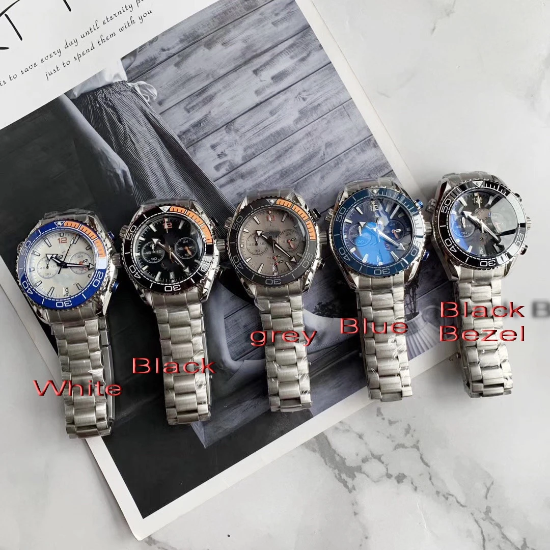 

Luxury Brand New 007 Men Watch Ceramic Bezel Stainless Steel Bracelet Black Blue Grey Quartz Chronograph Sapphire Date Watches