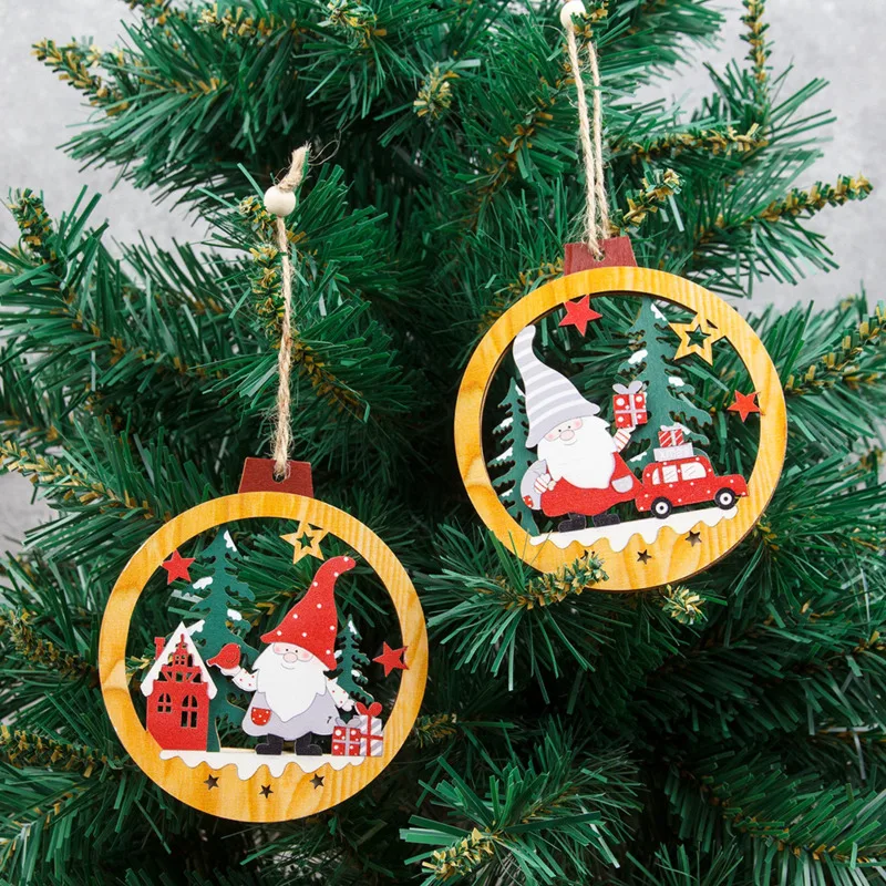 

Christmas Round Wooden Pendants Xmas Tree Ornaments Home Hanging Decor Christmas Party Decorations Home Navidad New Year Gift