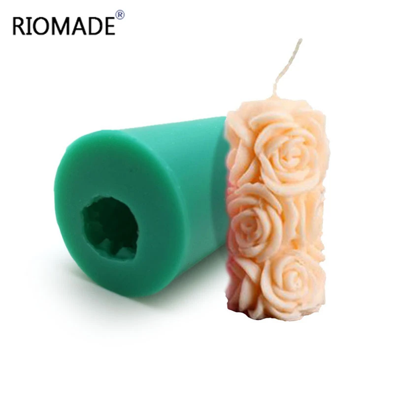 

3D Rose Cylindrical Candle Molds Polymer Clay Silicone Mold Jelly Dessert Handmade Handicrafts Mould