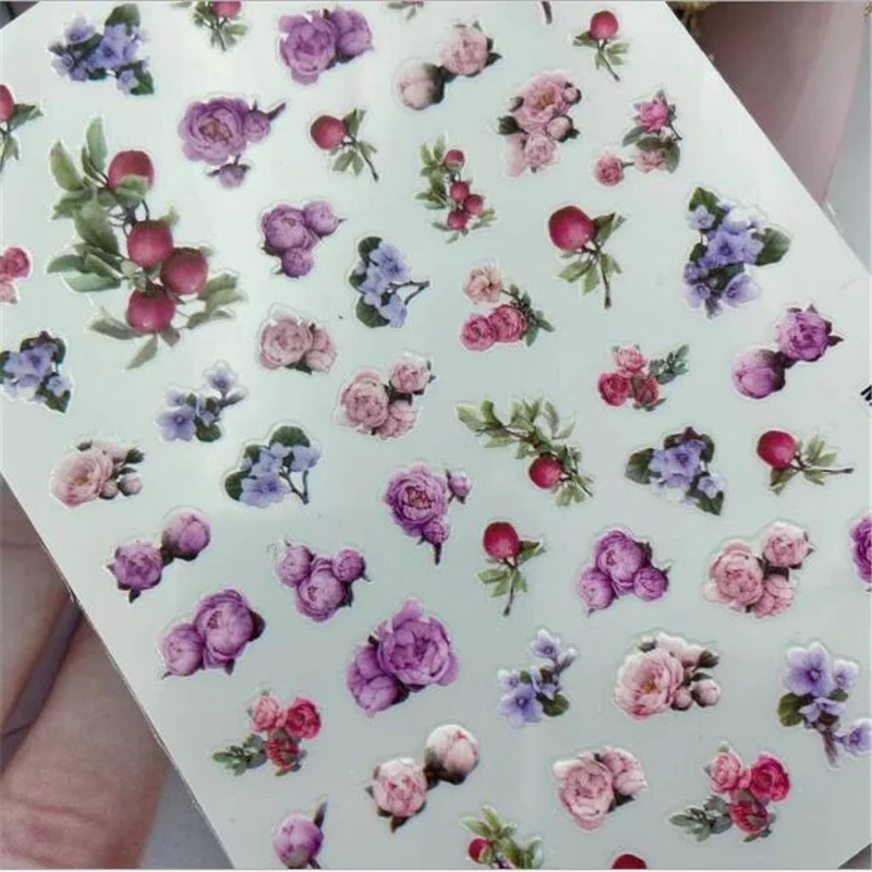 Нетоксичные наклейки для ногтей в японском стиле маленькие цветы фрукты сухие