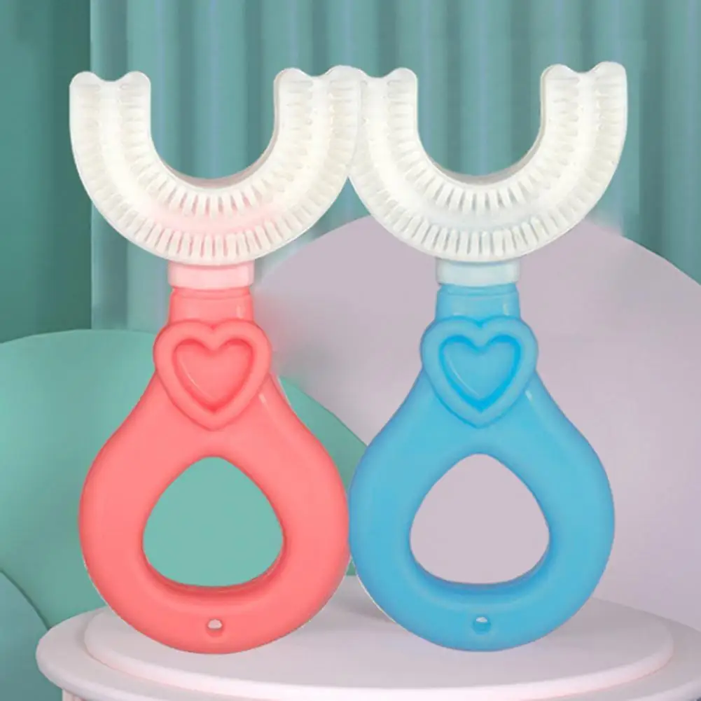 Cepillo de dientes en forma de U para ni&ntilde;os, cepillo de dientes con cabeza tipo U, Cuidado Oral, de mano, cerdas suaves-0