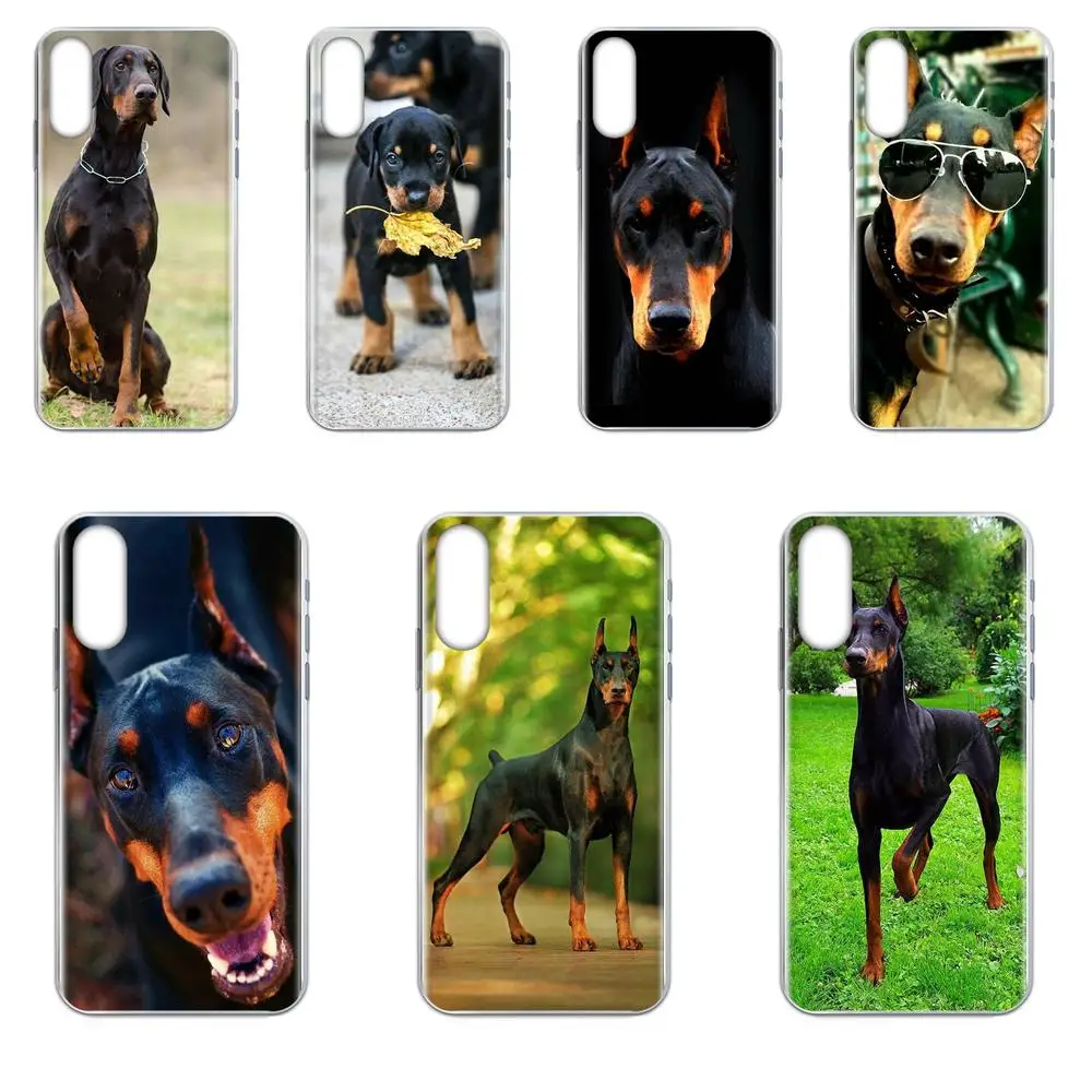 Защитный чехол из ТПУ для iPhone 11 Pro XS Max X 8 7 6s Plus 5 SE XR 2020 Pinscher Doberman собака язык