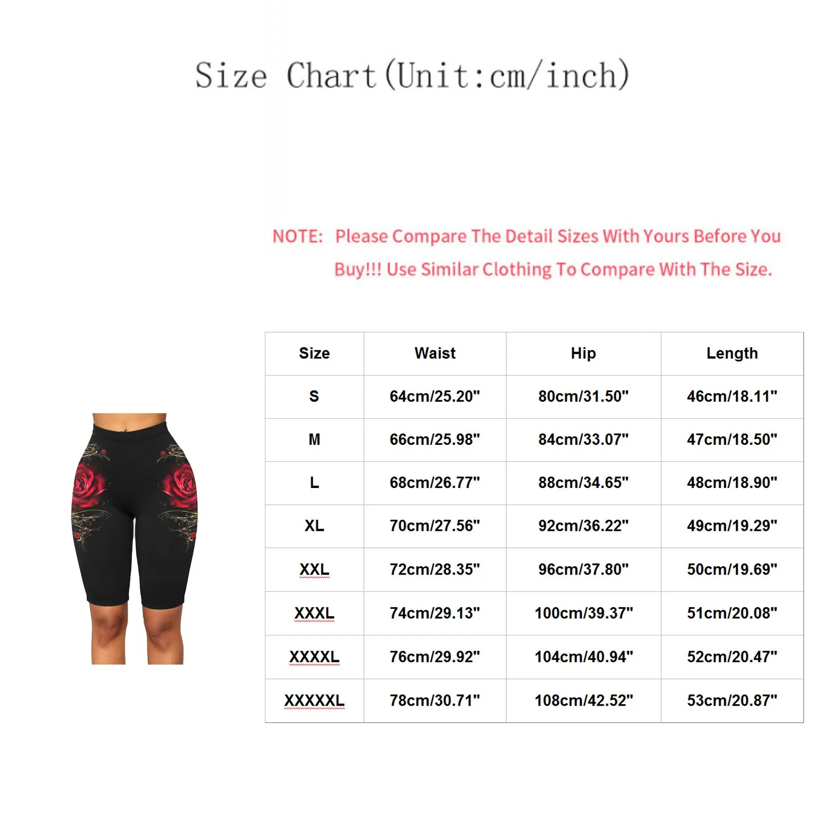 

Fashion Women's Rose Printing Hip Lift Fitness Sport Running Leggings Pants Shorts For Ladies High Waist Floral Tight Shorts