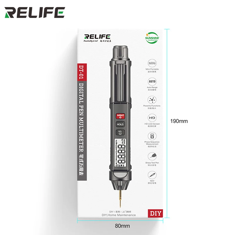 Многофункциональный мини-мультиметр RELIFE DT-01 Smart Pen бесконтактный Тестер