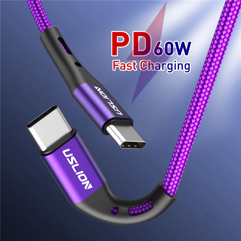 Кабель-Переходник USB C на Тип кабель для быстрой зарядки 60 Вт PD QC 3 0 мобильный