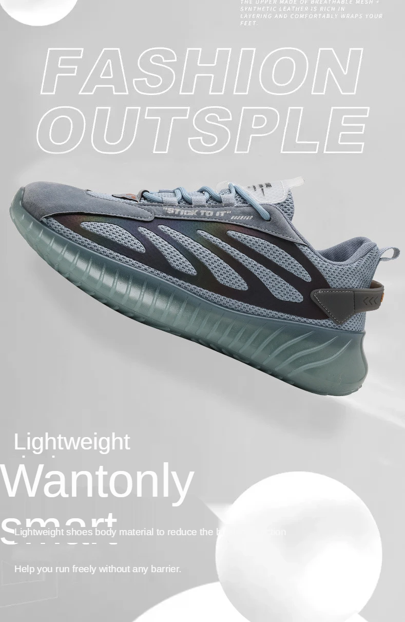 

2021 Summer New Breathable Fluorescent Men's Mesh Shoes Sports Casual Breathable Running Sneakers