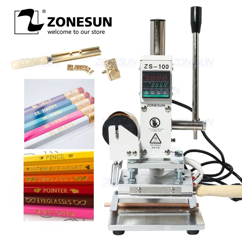 ZONESUN ZS 100B карандаши машина для горячего тиснения фольгой ручной бронзировальная