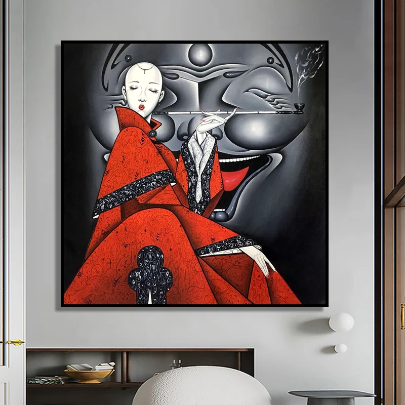 100% ручная роспись современная мода женская живопись на холсте настенное