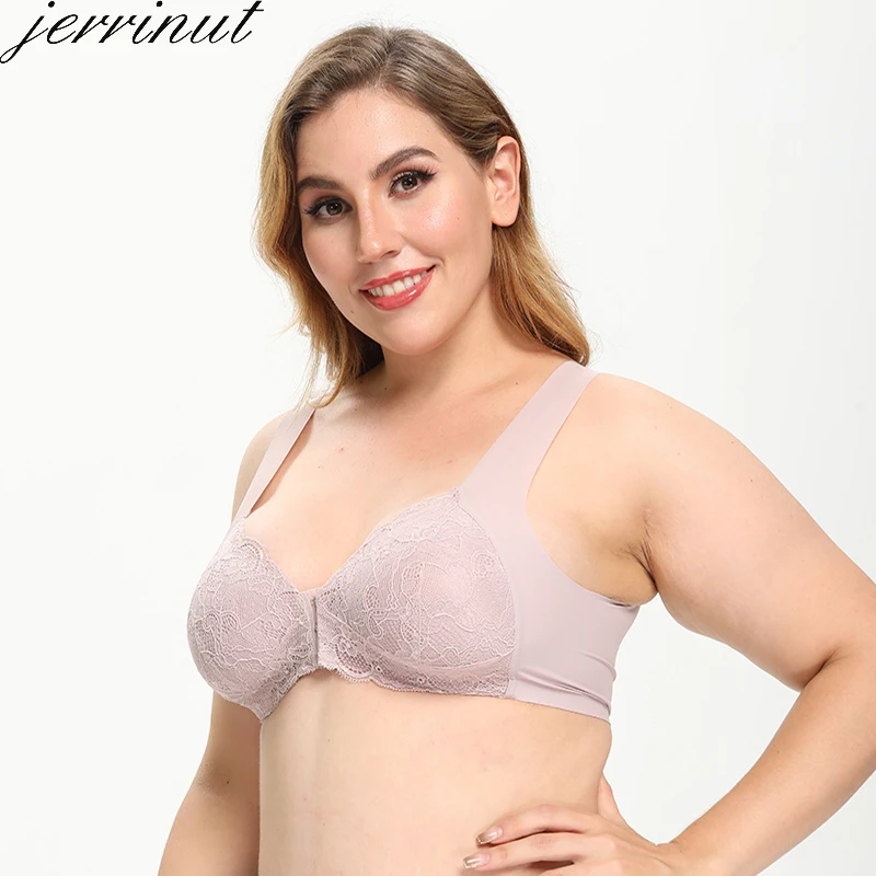 Jerrinut Для женщин размера плюс с кружевным бюстгальтером M 5XL бюстгальтеры пуш ап.