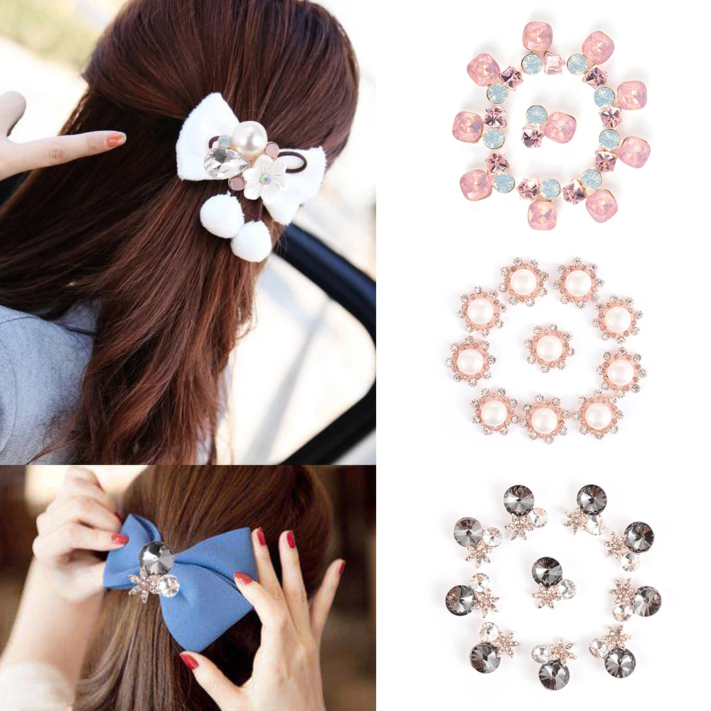10 шт. жемчужные пуговицы со стразами Цветочная пряжка с плоским основанием для