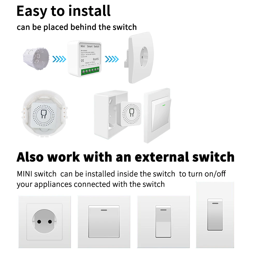 Беспроводной Выключатель RF433 настенная панель с нажимной кнопкой не требует