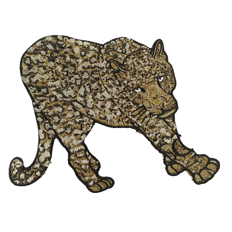

Sew on embroidered sequined tiger patch for jacket shirt bags
