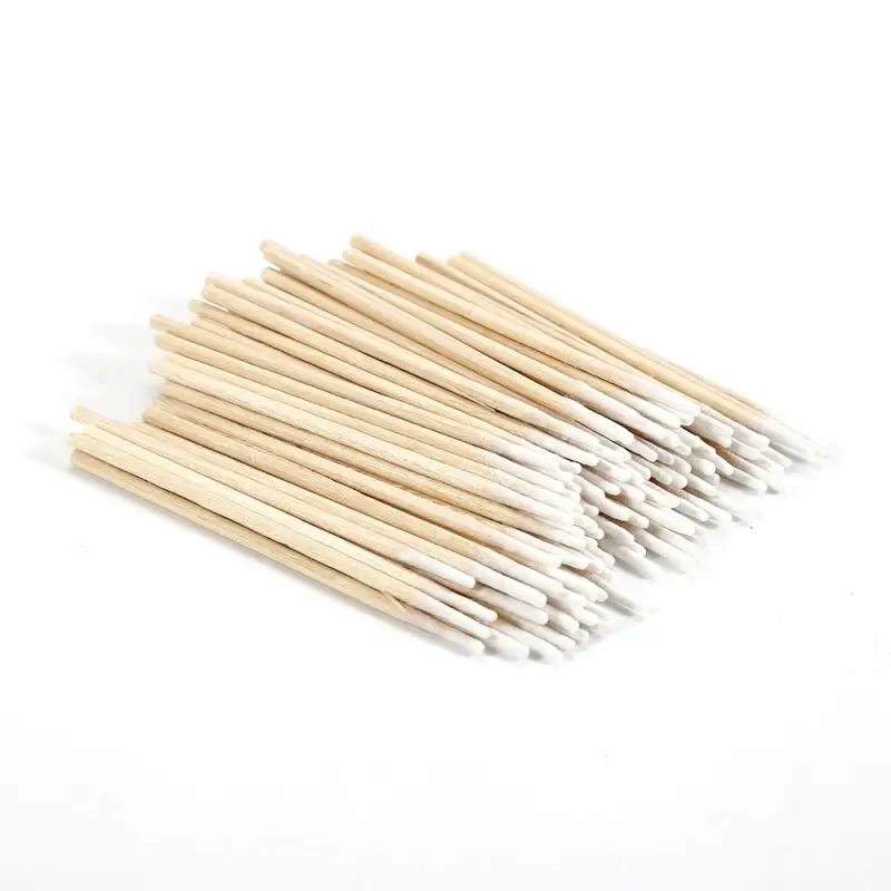 

100pcs Short Wood Handle Small Pointed Tip Head Cotton Swab Permanent Makeup Health New Ear Jewelry Clean Sticks Nail Seam Clean