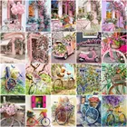 HUACAN велосипеды Цветочные фотографии по номерам пейзаж Diy рамка живопись по номерам дом на холсте DIY украшение дома подарок