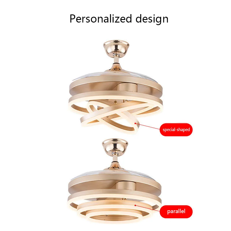 Потолочный вентилятор бесшумный 42 см 4 реверсивных лопасти светодиодный 3 цвета с