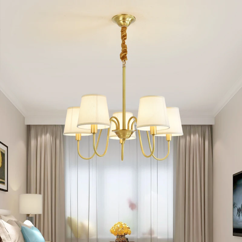 Современная Люстра для гостиной домашняя медная лампа под золото декоративная