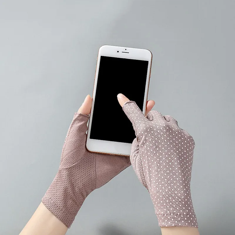 

Female Half finger Gloves Cotton Cycling Bicycle Thin Touch Screen Driving Gloves Sunscreen Sleeve Gloves for Women guantes