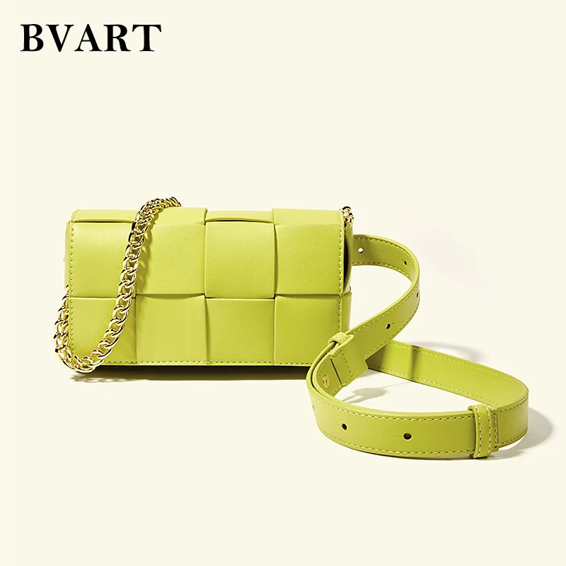 

Женская поясная сумка из натуральной кожи, роскошная брендовая сумочка на плечо, модный плетеный клатч из натуральной кожи с 2 ремнями, 2021