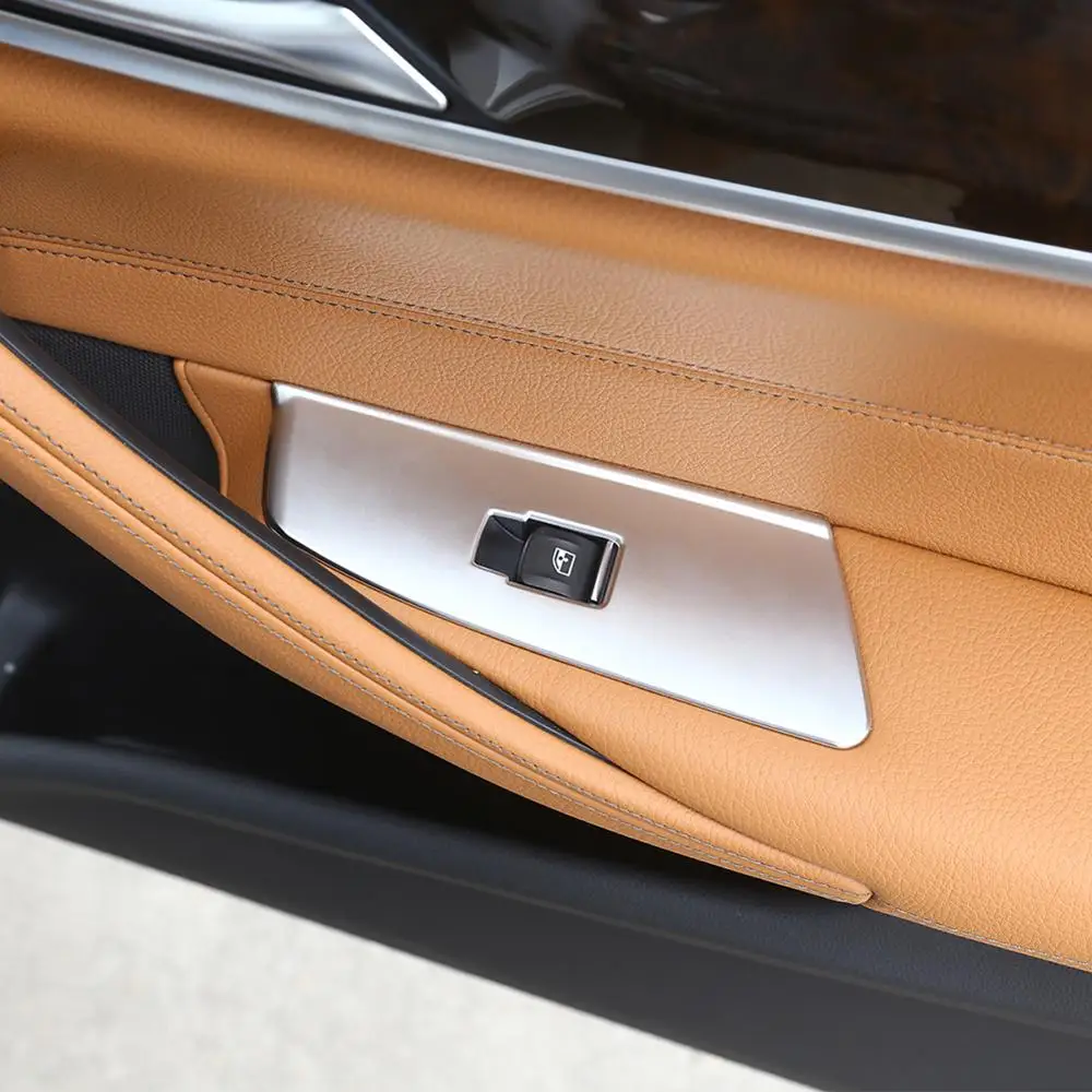 

4pcs Chrome Style ABS Plastic Car Window Lift Button Frame Trim Stickers for BMW 5 Series 2018-2020 LHD Vehicle Accessoires