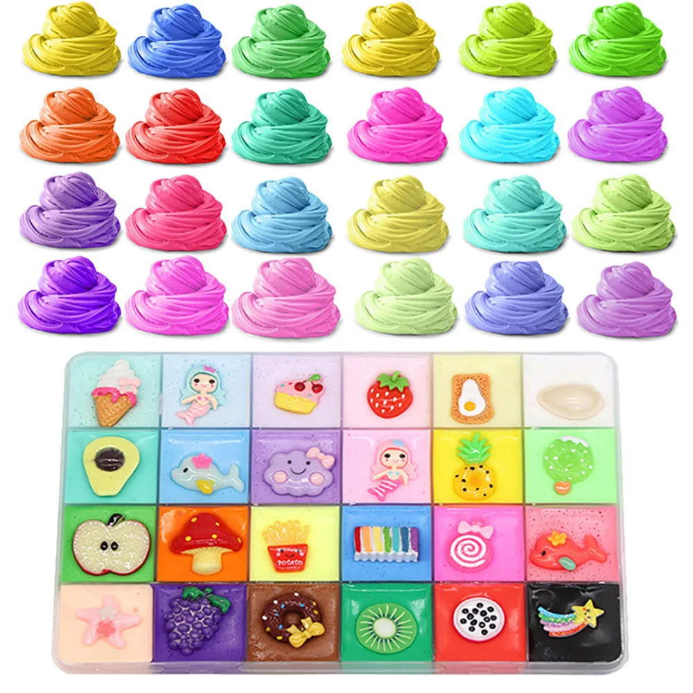 500 мл 24 цвета Радужный слизик пушистый поплавок мягкая глиняная игрушка Хлопок