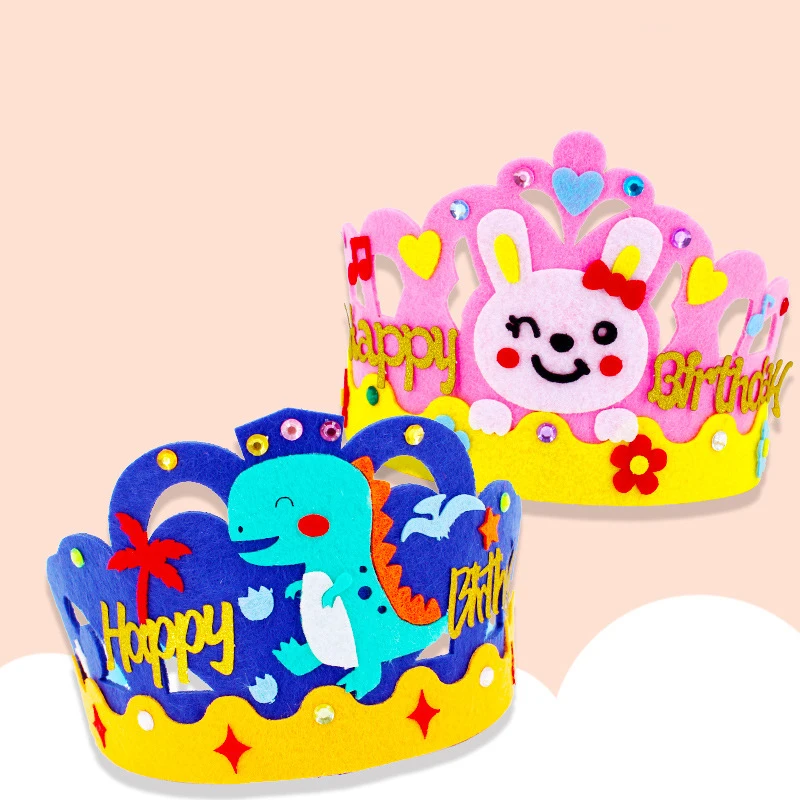 

Christmas Crafts Felt Diamond Crown Kindergarten Lots Arts Crafts Diy Toys Puzzle Crafts Kids for Children's Toys Girl/boy Gift