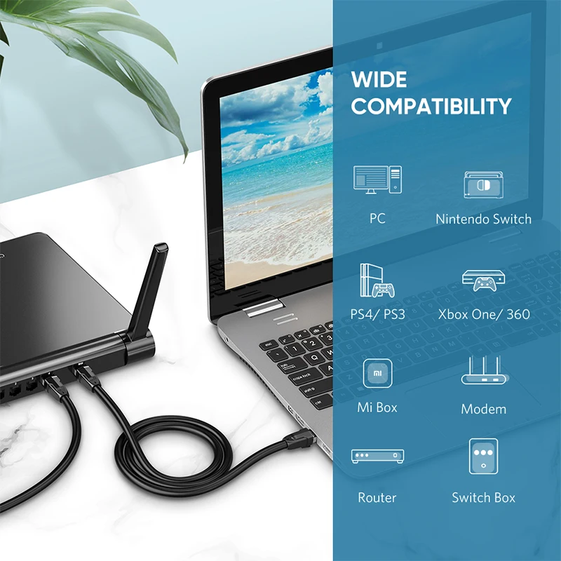 Ethernet-кабель Ugreen Cat8 RJ 45 Сетевой Кабель SFTP Lan RJ45 патч-корд для PlayStation PS 4 роутера