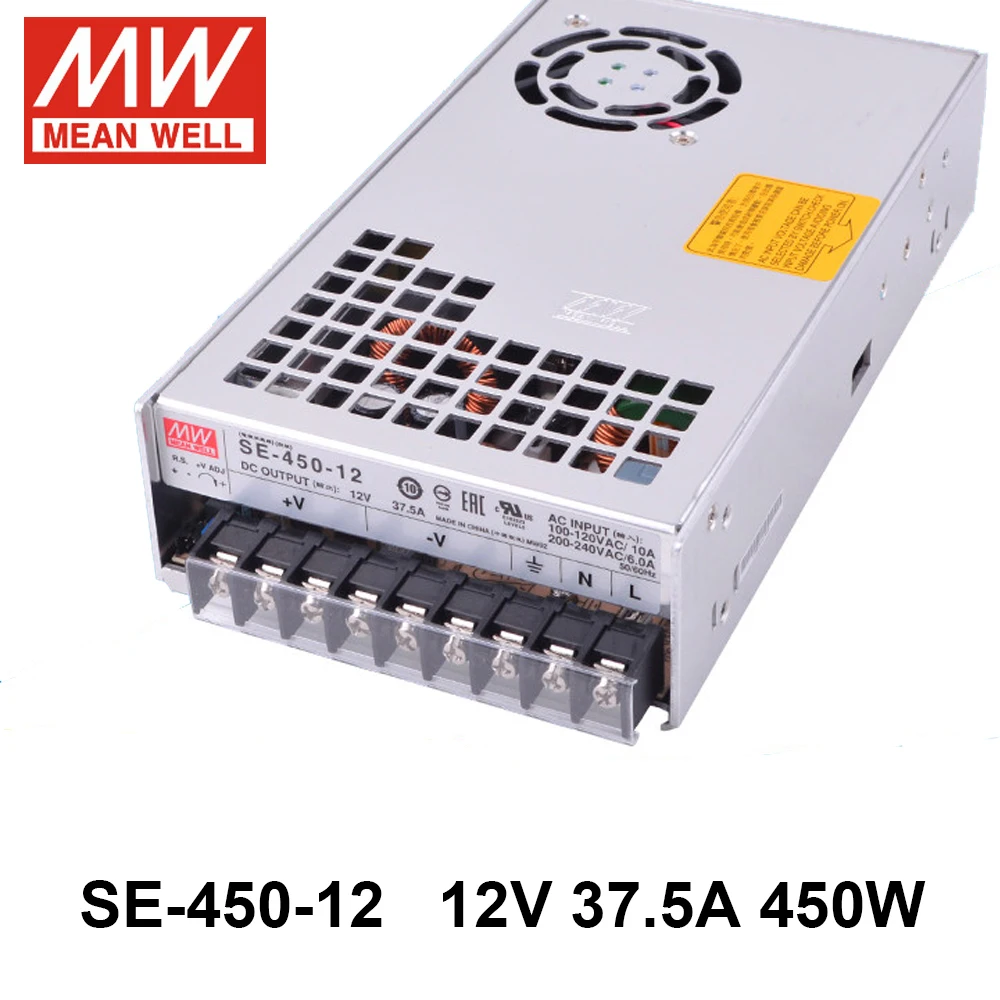 

Mean Well SE-450-12 Single Output Switching Power Supply 110/220V AC TO DC 12V 37.5A 450W Meanwell Driver