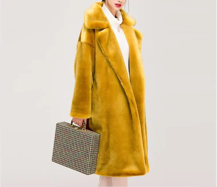 Женское длинное пальто из искусственного меха 6 цветов|Куртки меха| |