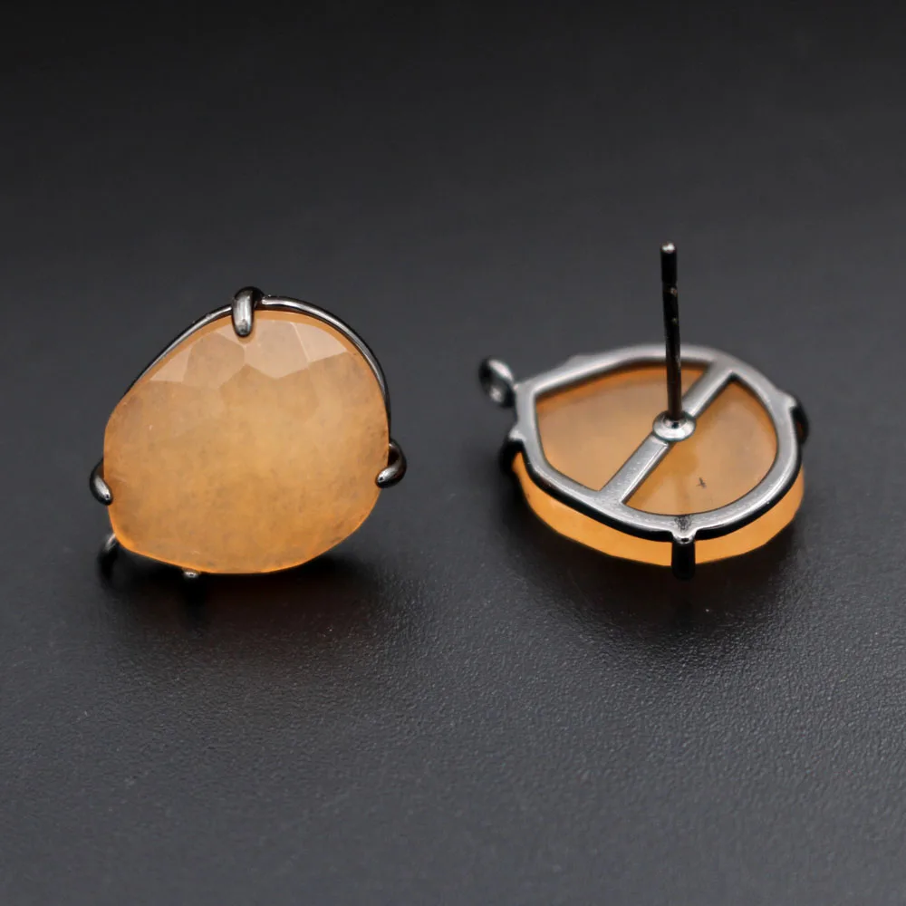 

10pairs Gunmetal Black Drop Stud Earring Post Connectors Linkers Pink Blue Jade Stone Earrings for Women DIY Jewelry Making