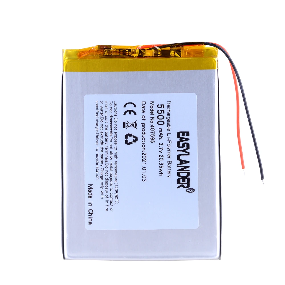 407595 5500mAH 3 7 V литий-ионный планшетный ПК аккумулятор для 8 9-дюймовый ICOO полимерная