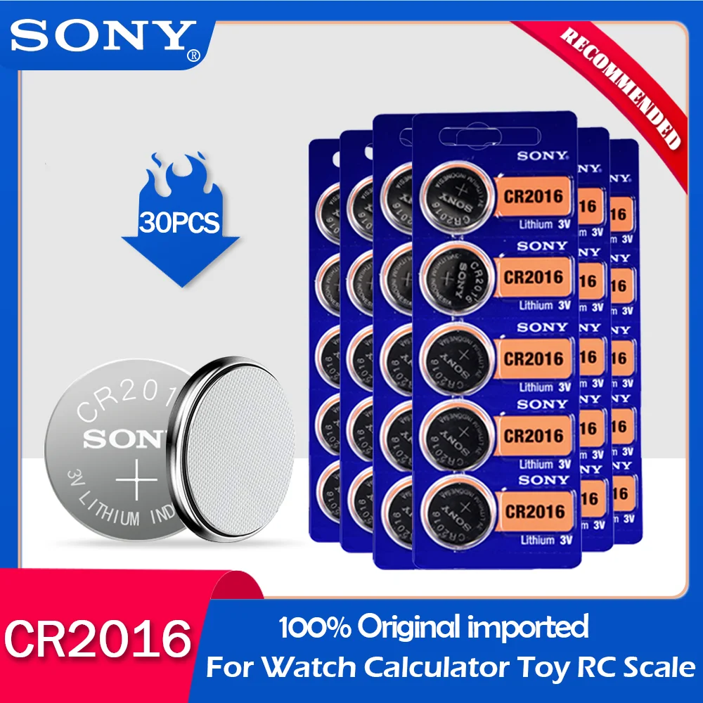 30 шт./лот sony CR2016 100% оригинальная литиевая батарея 3 в для автомобильных ключей