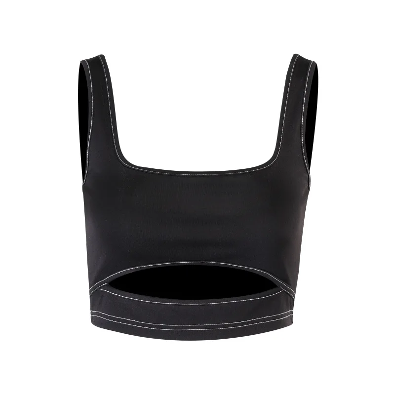 

2021 Summer Sexy Cut-Out Black Halter Crop Tops for Women Sleeveless Backless Club Party Chic Wrap Cropped Top Slim Streetwear