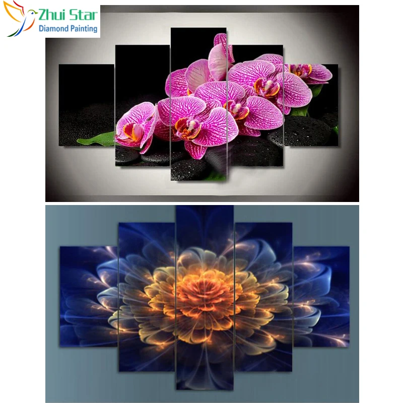 

DUTEY 5D DIY Diamond Painting crystal Floral Square Rhinestone home Decor Painting Diamond Embroidery Mosaic flowers 5pcs