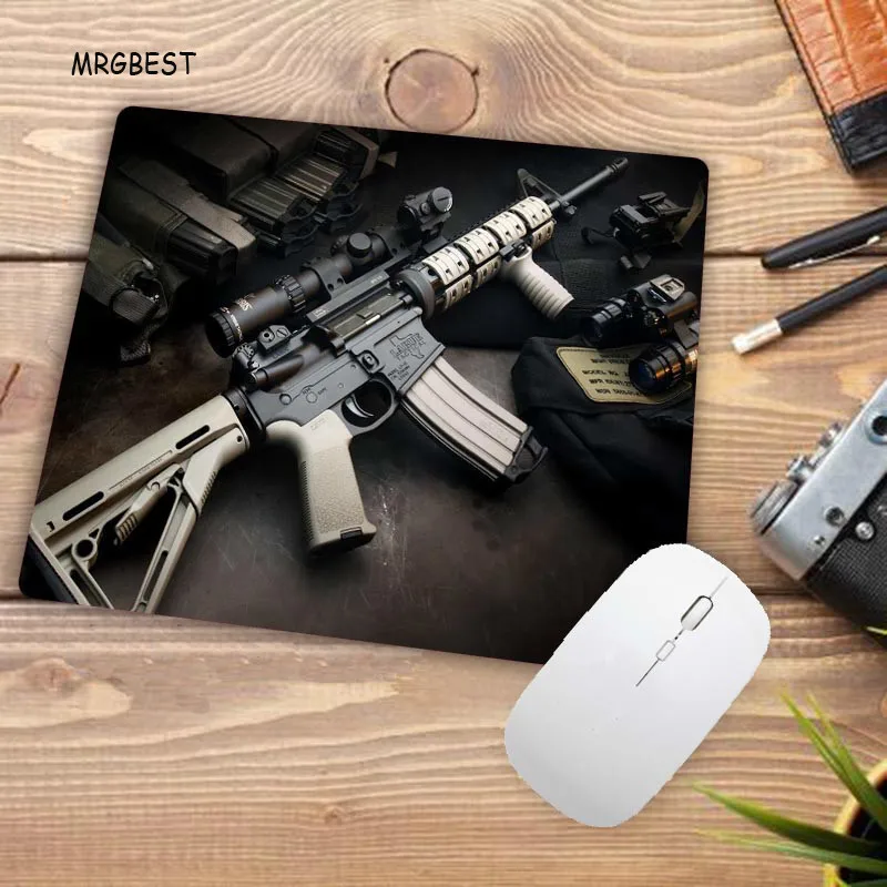 Нескользящий коврик для мыши MRGBEST 22x18 см с рисунком оружия удобный игровой