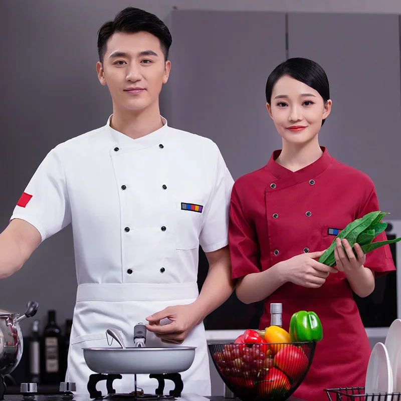 

Одежда для приготовления пищи, зимние комбинезоны шеф-повара с коротким рукавом, Западный горячий горшок, кондитерский магазин, столовая фо...