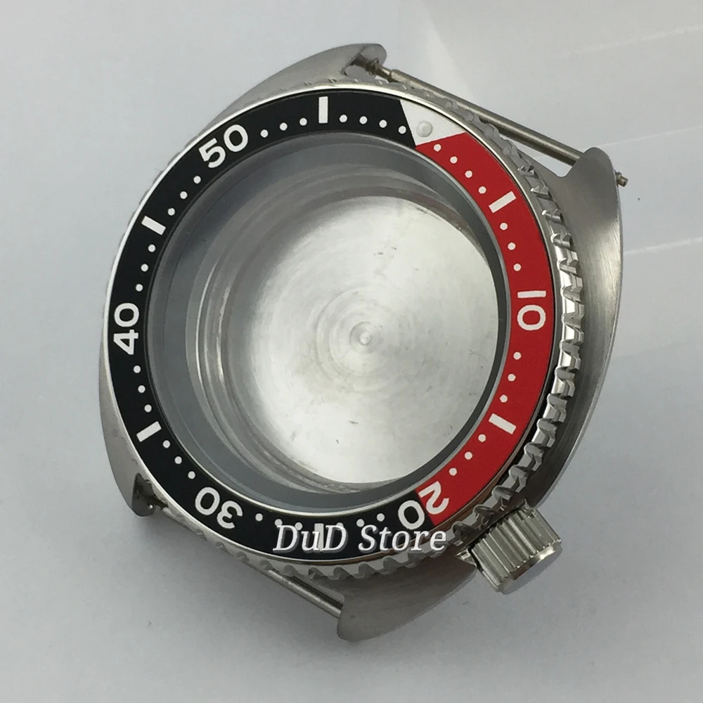 

45mm Bliger stainless steel sterile case sapphire glass Black Red Metal Bezel fit NH35 NH36 movement