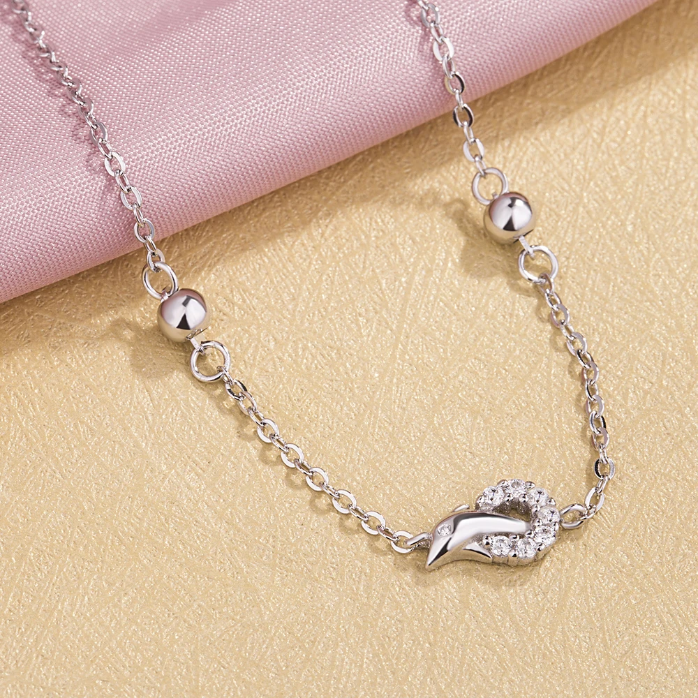 Женский браслет с дельфином из серебра 100% пробы | Украшения и аксессуары