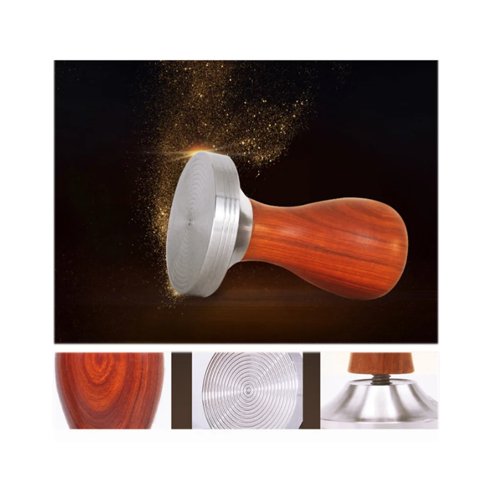 

1 Pc Red Sandalwood and Stainless Steel Italian Coffee Tamper 49mm Thread Base Espresso Tamper Coffee Bean Press