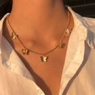 Ожерелье с подвеской в виде бабочки, золотая цепочка многослойные, в стиле бохо пробы, ожерелья-Чокеры Шарм с Луной и звездой, модный подарок для ювелирных изделий
