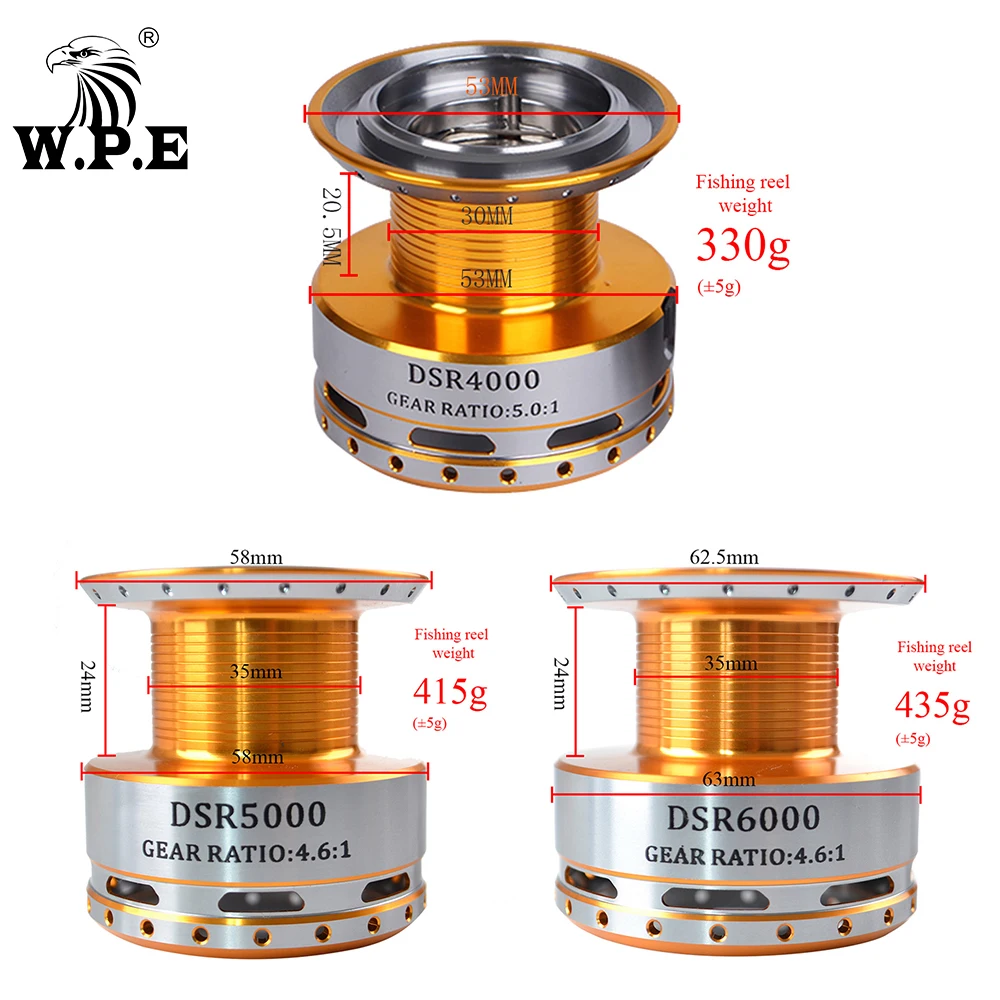 W.P.E DSR 4000 5000 6000 серии спиннинговая Рыболовная катушка с системой переднего и