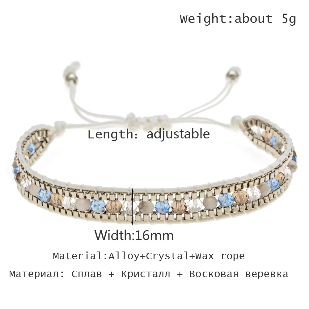 

Fashion Bohemia Handmade Bracelets for Women Weave Adjustable Rope Chain Crystal Charms Bracelets Wristband Jewelry Pulseras