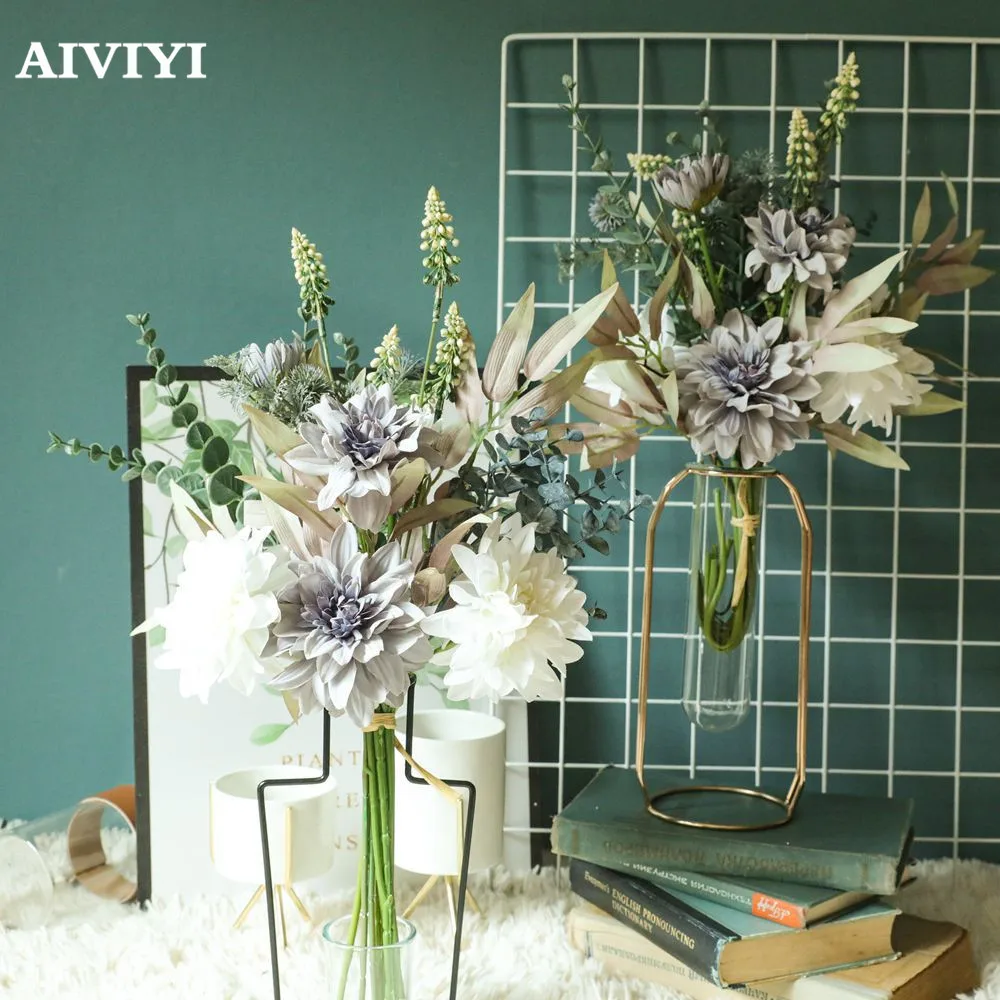

Emily Bouquet Dahlia Wedding Home Decor Party Garden Christmas Decoration Artificial Flowers Autumn Fake Flower Plants Wall DIY