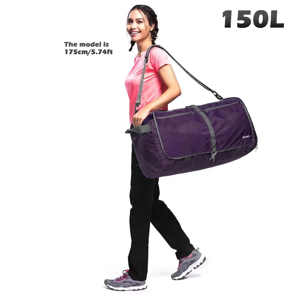 Purple 150L Gonex 100 л дорожная сумка для багажа 210D нейлоновая Женская и мужская дорожная сумка для путешествий Сверхлегкая складная сумка для отдыха и деловой поездки - Цвет: Purple 150L
