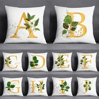 simple nordic yellow cartoon flowers plants alphabet super soft velvet home decor pillowcase car sofa cushion cover pillow case