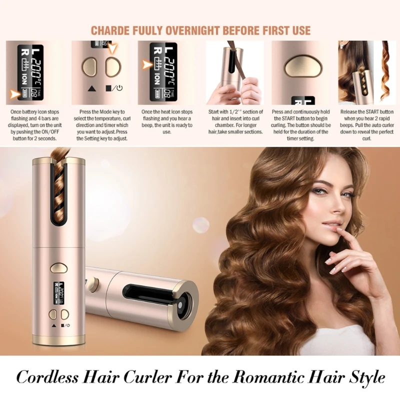 Щипцы для завивки волос с светодиодный-дисплеем 5000 мАч 6 видов | Красота и