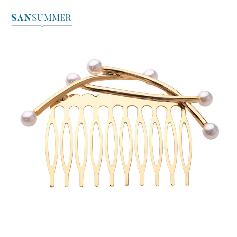 Sansummer, новинка, хит, модная Расческа с жемчугом, простой, винтажный стиль, золотой, повседневный головной убор, бохо, личная заколка для волос для женщин, ювелирное изделие - Окраска металла: 6081