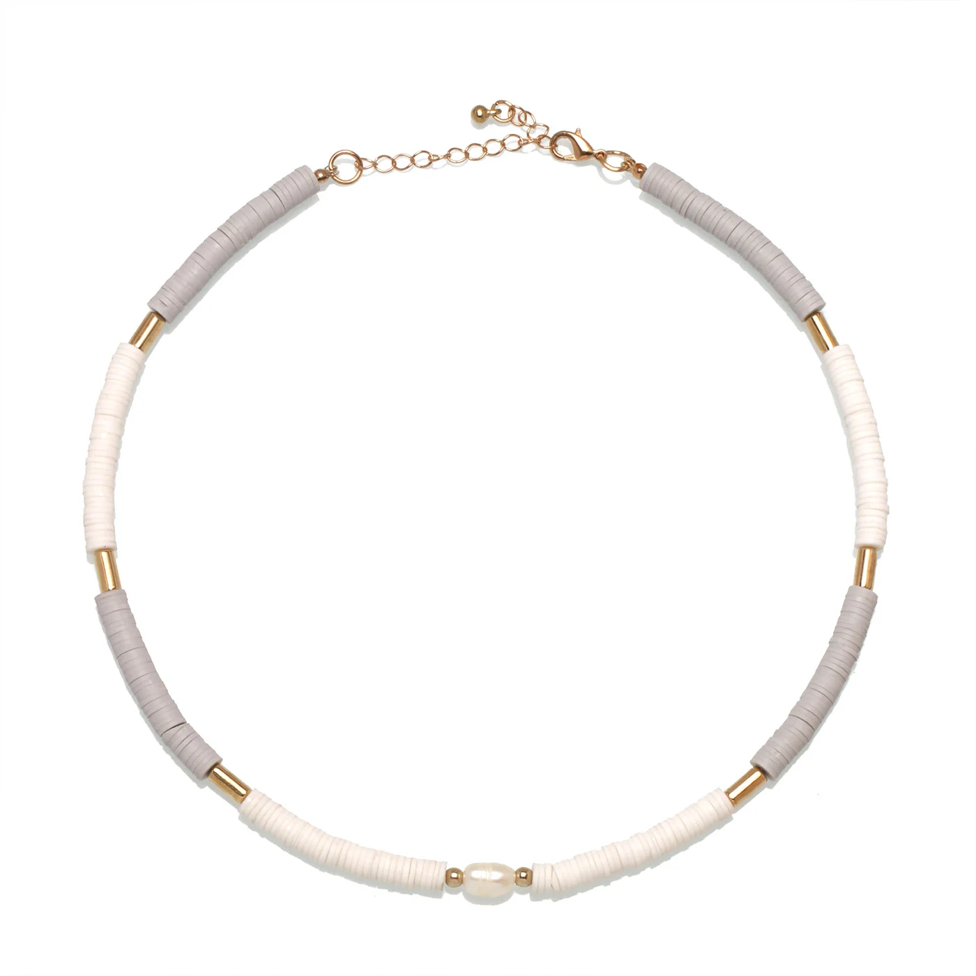 

Boho 6mm Polymer Clay Heishi Beads Chain Choker 2021 White Scallop Natural-Pearl Summer Bohemian Beach Surfer Necklace Gift