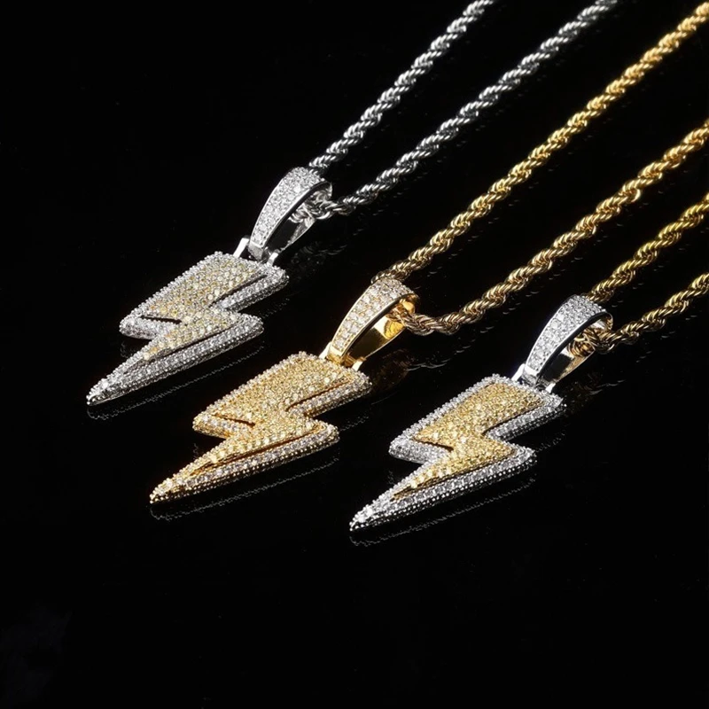 

Fashion Retro Zircon Lightning Necklace For Women Men Shiny Rhinestone Pendant Street Hiphop Rock Punk Necklace Party Jewelry